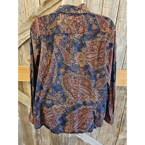 Chaps size 2XL women's 2X paisley floral vintage button up - Picture 3 of 7